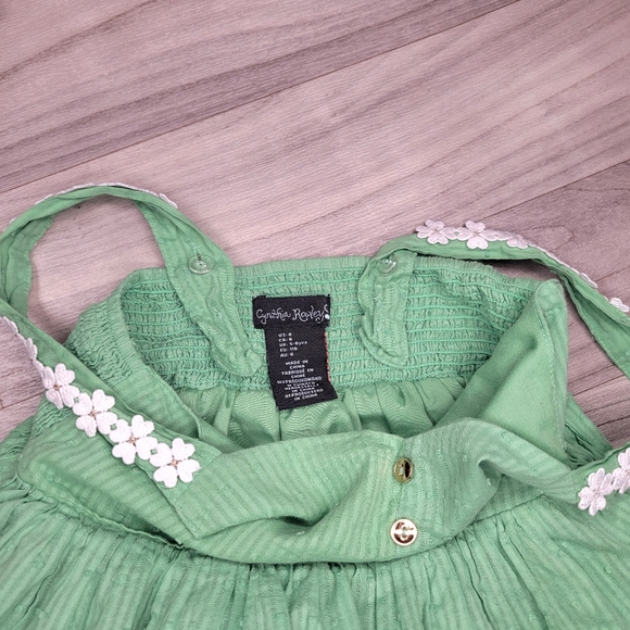 Cynthia Rowley Girls Dress Size 6 Green Lined Applique Flowers - Picture 5 of 10